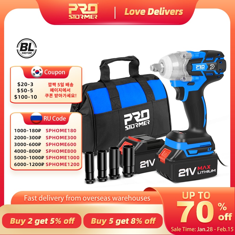 Electric Impact Wrench 21V Brushless Wrench Socket 4000mAh Li ion Battery Hand Drill Installation Power Tools By PROSTORMER|electric wrench|electric wrench impactpower tools - AliExpress