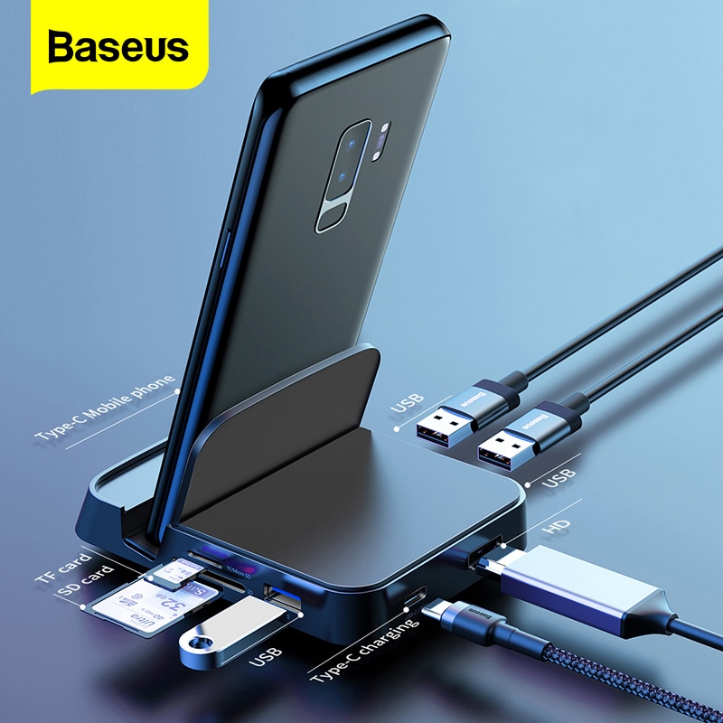 Baseus USB Type C HUB Docking Station For Samsung S20 S10 Dex Pad USB C to HDMI compatible USB 3.0 HUB SD TF Card PD Adapter|Phone Docking Station|   - AliExpress