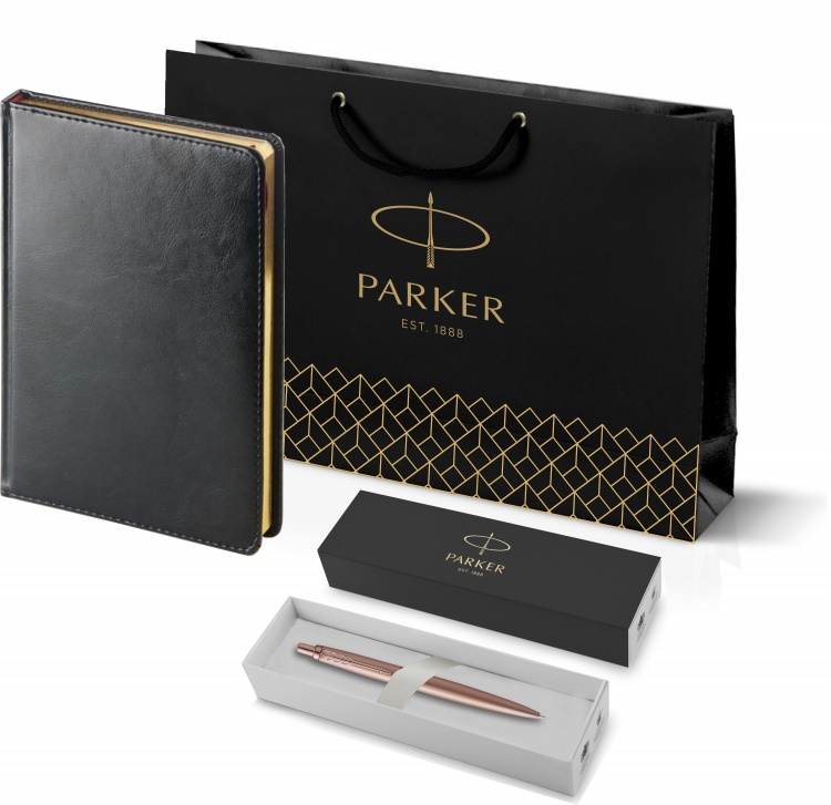 212_3_128022755 Подарочный набор: Jotter XL SE20 Monochrome в подарочной упаковке, цвет: Pink Gold, стержень Mblue и Ежедневник черный недатированный | PENNA.RU