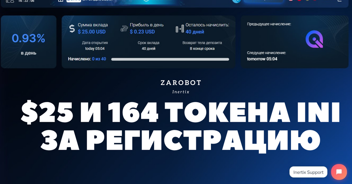 $25 и 164 токена INI за регистрацию в проекте Inertix — Teletype
