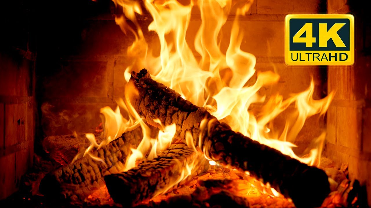 Fireplace at Night 4K 